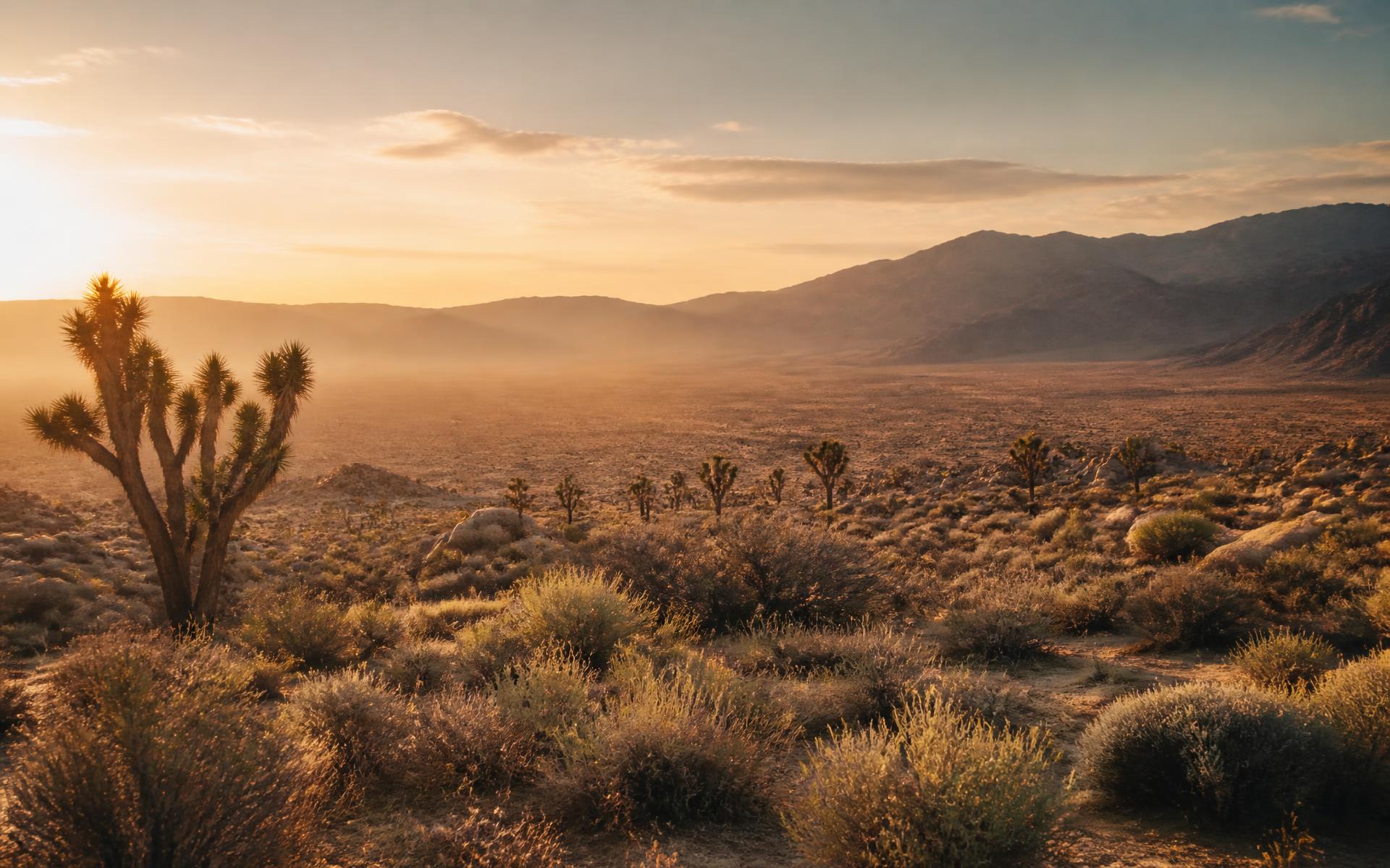 Open California high desert valley at golden hour